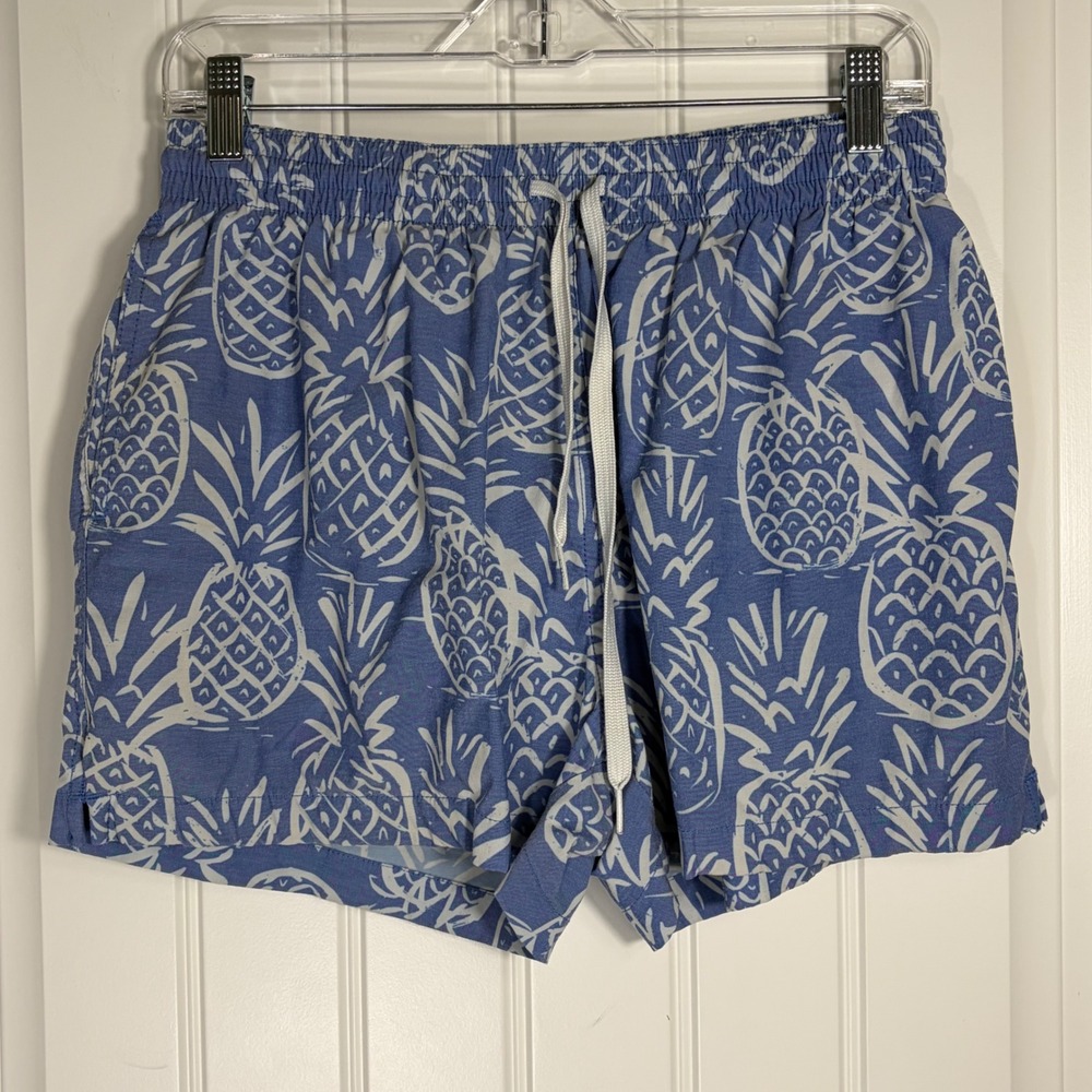 Chubbies Mens Blue Pineapple Print Swim Trunks 4 Inch Inseam Large FW21SW00107